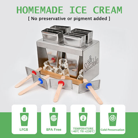 Ice Pop Eisformen aus Edelstahl mit Eiswürfel Schale zum Kühlen