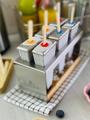 Ice Pop Eisformen aus Edelstahl mit Eiswürfel Schale zum Kühlen