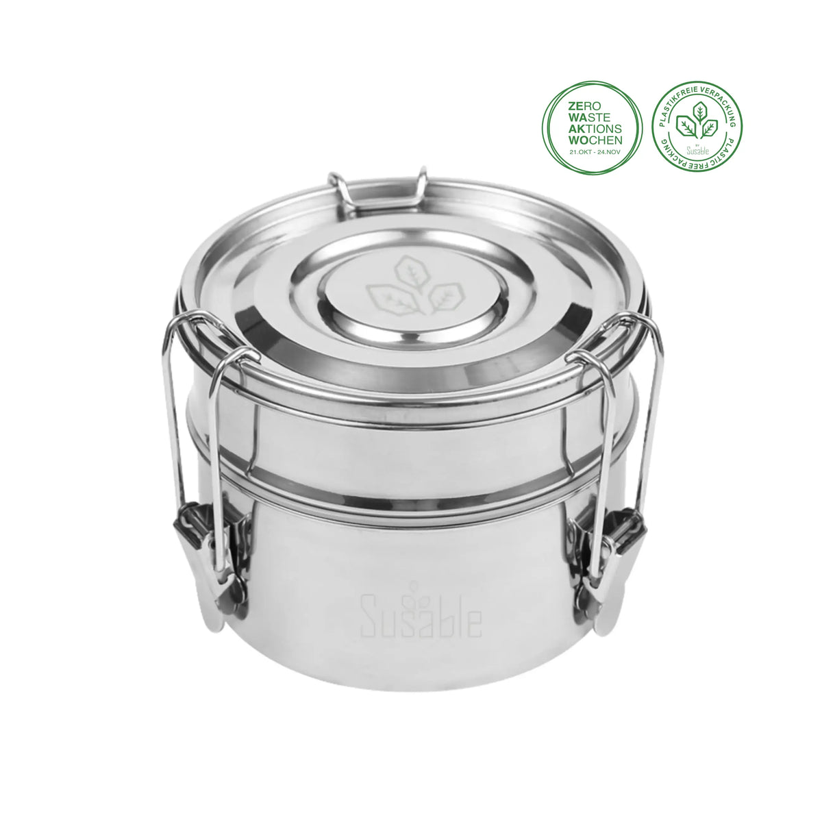 Doppel Layer Lunch Box 1400ml Edelstahl, auslaufsicher, mit Besteck, v – Susable