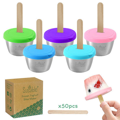 Frozen Yoghurt Bites Maker in der Spülmaschine – spülmaschinenfeste Edelstahlbecher und Silikondeckel