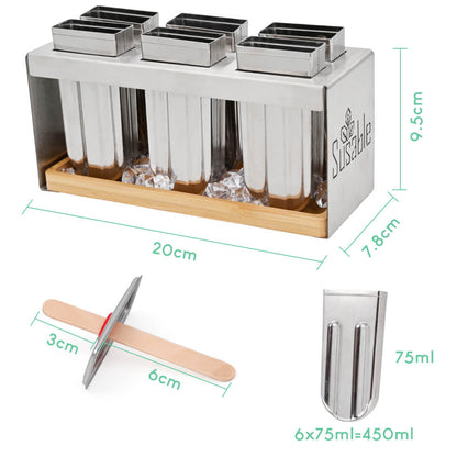 Ice Pop Eisformen aus Edelstahl mit Eiswürfel Schale zum Kühlen