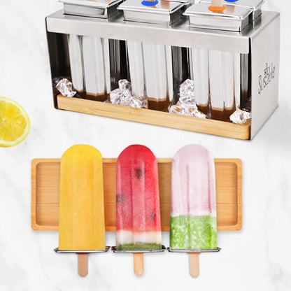 Ice Pop Eisformen aus Edelstahl mit Eiswürfel Schale zum Kühlen