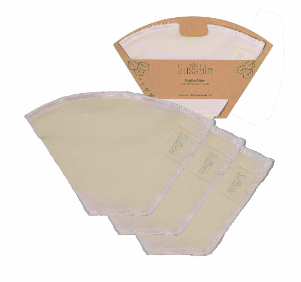 Wiederverwendbare Kaffeefilter Größe 4 – 100% Eco-Baumwolle, Permanentfilter, 3er Set umweltfreundlich