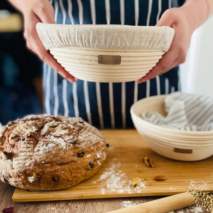 SUSABLE® Brot Gärkorb mit Leinen Einsatz und Eco-Baumwollabdeckung, schützt den Teig während der Gärphase